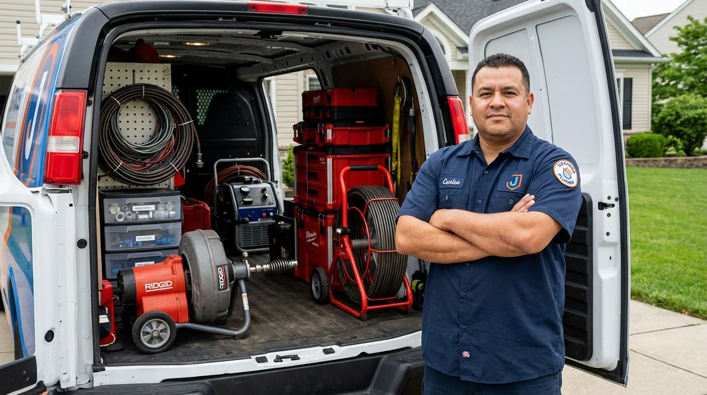 Professional drain cleaning equipment and Johns Plumbing LLC plumber in Bound Brook