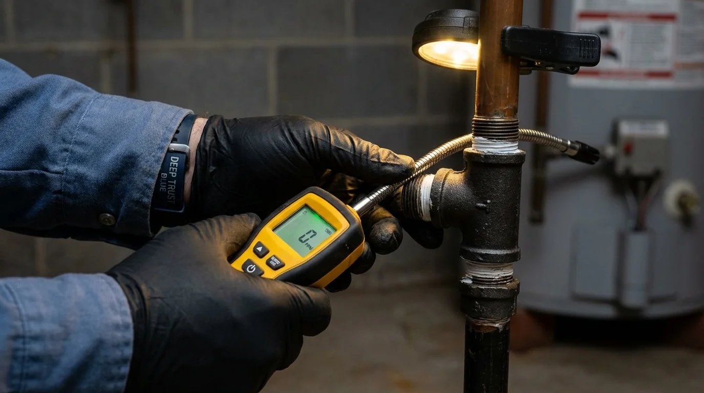 Gas leak detection with electronic sniffer by Johns Plumbing LLC in Bound Brook