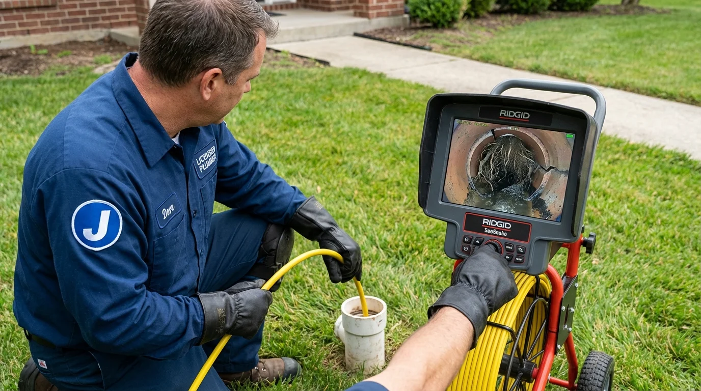 Sewer camera inspection being performed by Johns Plumbing LLC in Bound Brook